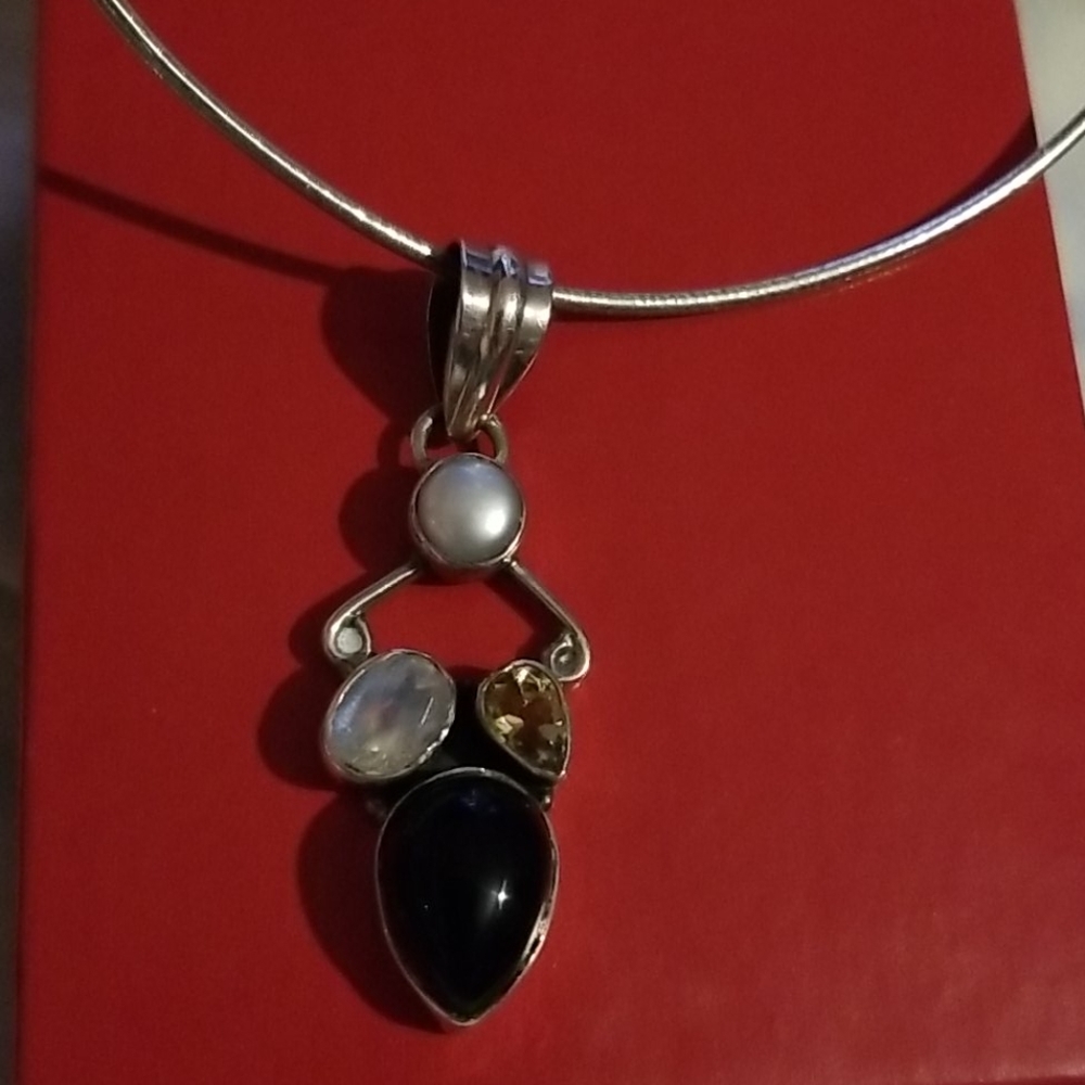Stunning Sterling Necklace with Natural Stones 925